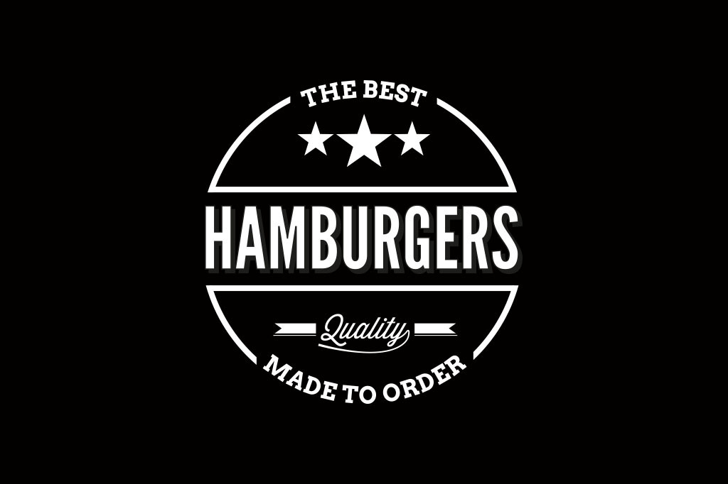 Retro hamburger logo reversed white on black background showcasing bold brand identity design for Sofia Frankston kiosk Melbourne