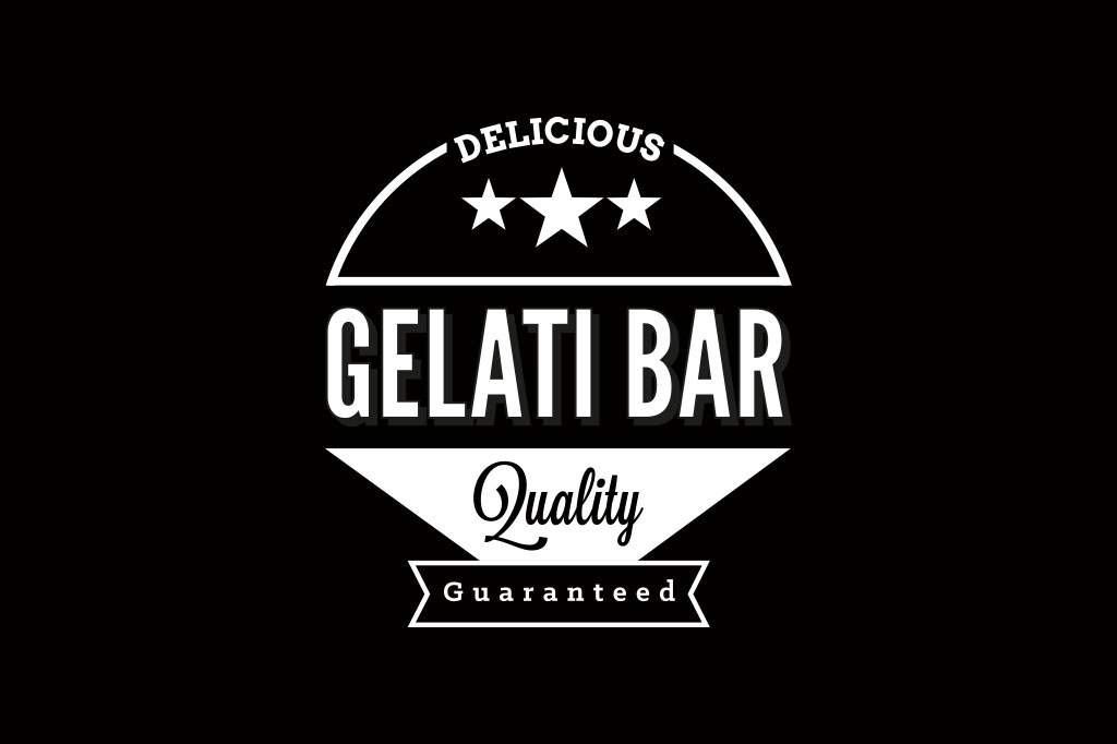 Retro gelati logo reversed white on black background as part of hospitality branding identity for Sofia Frankston kiosk Melbourne