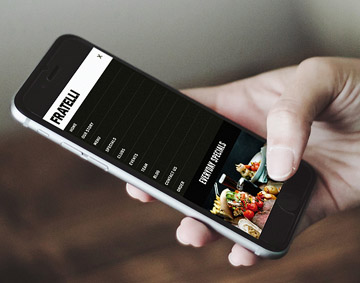 Fratelli mobile website design showcasing modern rustic Italian restaurant branding responsive web design and premium hospitality visual identity Melbourne