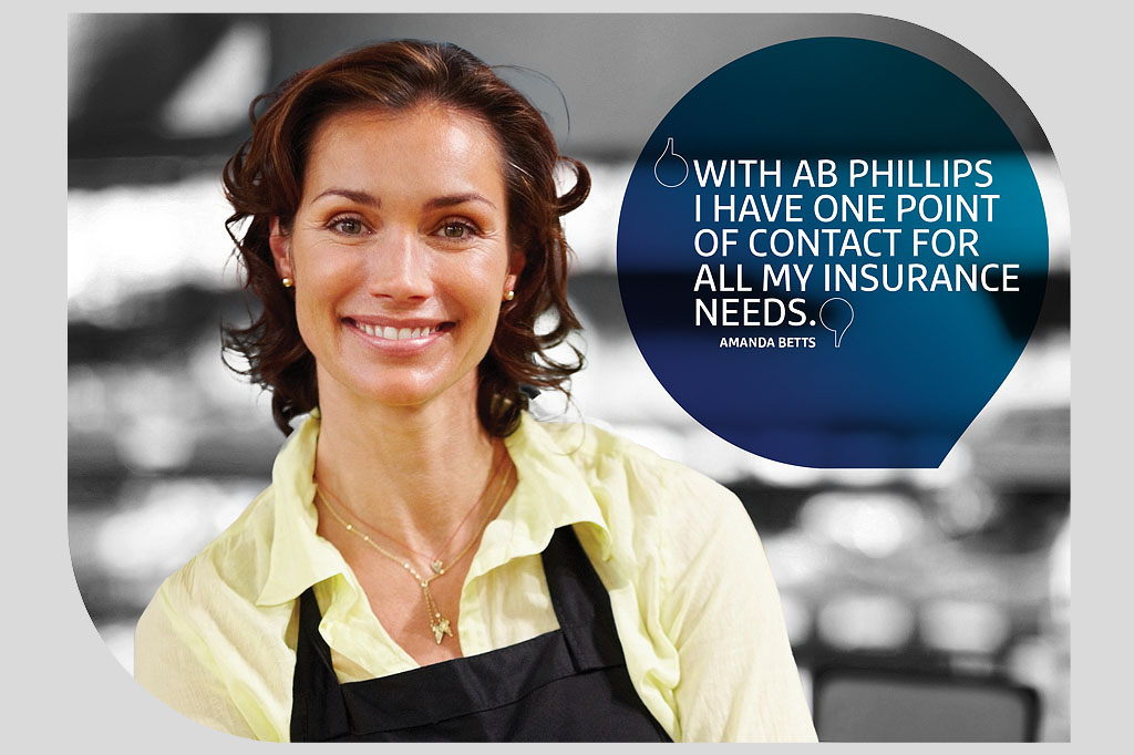 AB Phillips client testimonial campaign showcasing personalised insurance solutions and relationship-based financial services branding by Melbourne freelance branding specialist