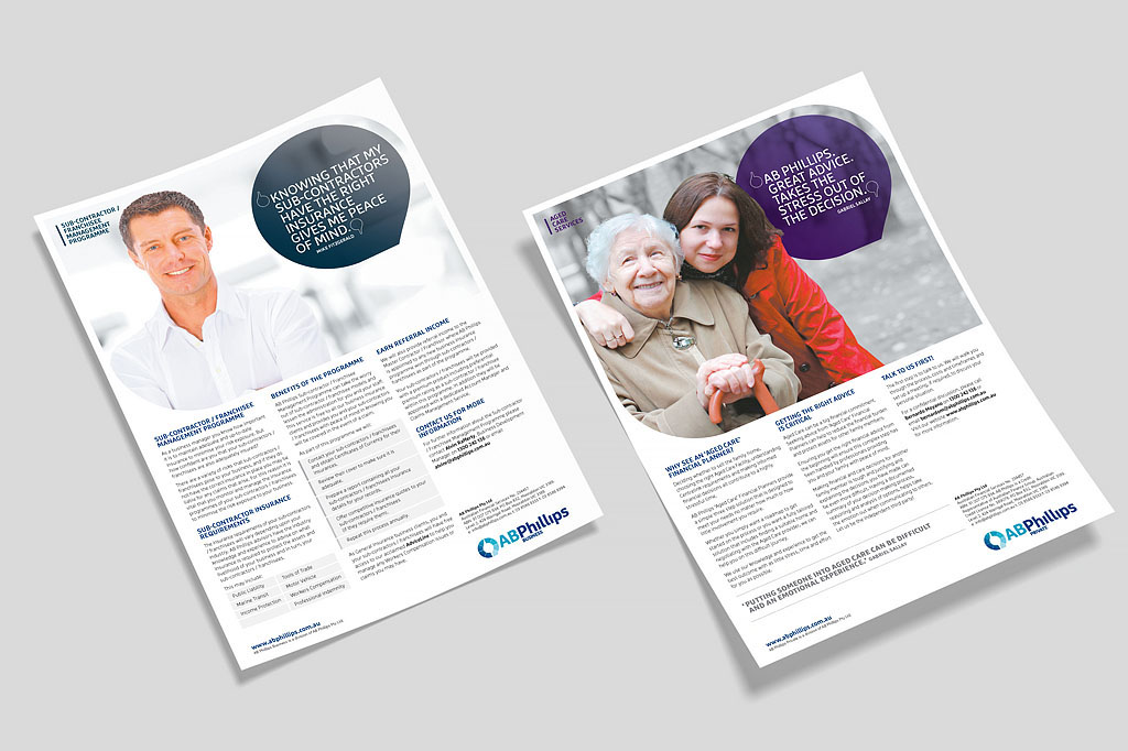 AB Phillips marketing flyer showcasing private and business financial services with strategic brand communication and professional graphic design Melbourne
