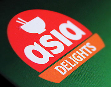 Asia Delights logo showcasing contemporary brand identity, custom typography and food branding design by Melbourne freelance graphic designer