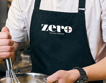 Zero Cucina Italiana restaurant in Mentone, Melbourne. Contemporary Italian restaurant and premium hospitality graphic design by Melbourne freelancer.